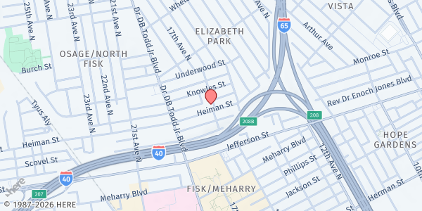 Map showing St. Vincent de Paul Catholic Church at 1700 Heiman Street, Nashville, TN