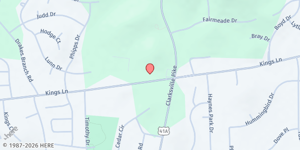 Map showing Temple Baptist Church at 3720 Kings Lane, Nashville, TN