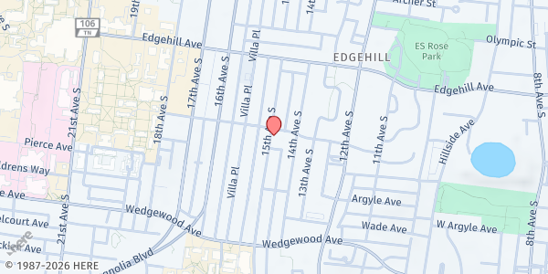 Map showing Watson Grove Missionary Baptist Church at 1415 Deford Bailey Ave, Nashville, TN