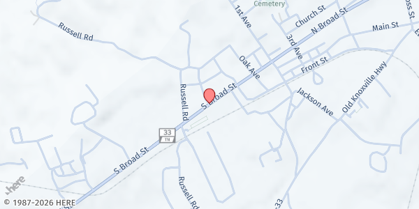 Map showing New Tazewell Food Pantry at New Tazewell, New Tazewell, TN