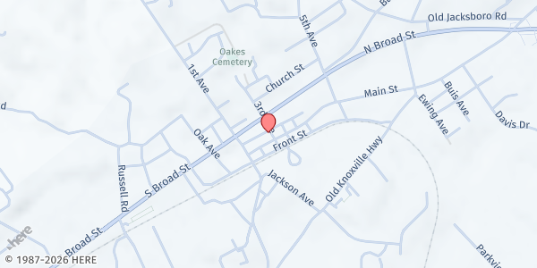 Map showing Regional Education Center Pantry at 145 Cherry Street, New Tazewell, TN