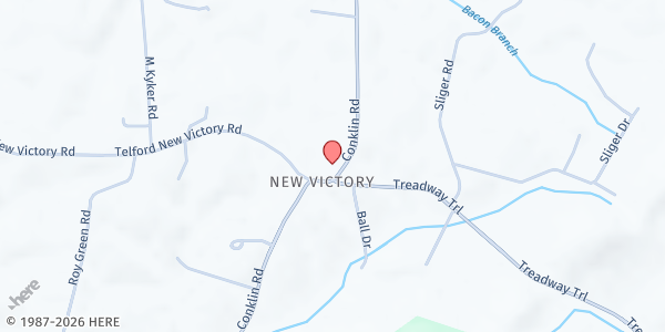 Map showing New Victory Help Center at 527 Conklin Rd., New Victory, TN