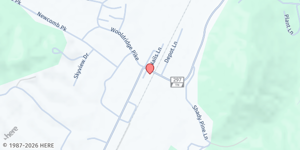 Map showing Crazy Quilt Food Pantry at 2967 Highway 297, Newcomb, TN