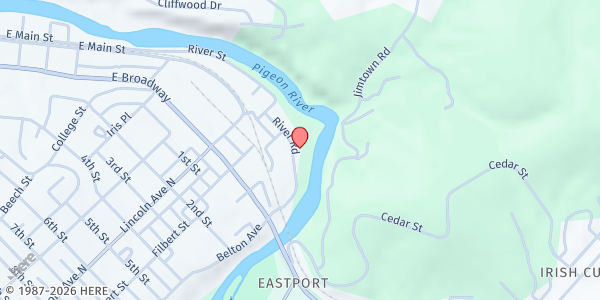 Map showing Riverview Baptist Church at 644 River Rd, Newport, TN