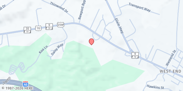Map showing SHFB ETN Mobile Pantry - Fairgrounds Location at 112 Fairgrounds Circle, Newport, TN