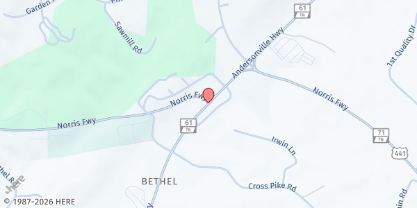 Map showing Norris Food Pantry at , Norris, TN