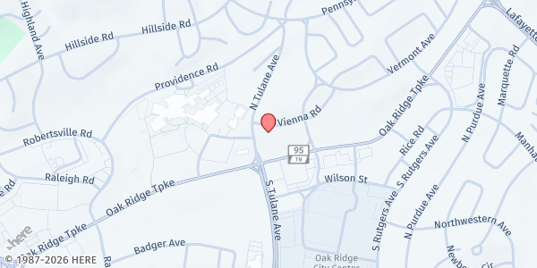 Map showing First United Methodist Church at 1350 Oak Ridge Turnpike, Oak Ridge, TN