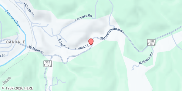 Map showing Pine Orchard Baptist Church Food Pantry at 206 Pine Orchard Rd., Oakdale, TN