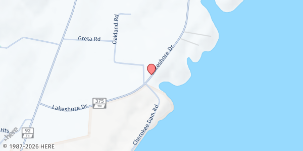 Map showing Oakland Baptist Church Food Pantry at 15050 Lakeshore Dr., Oakland, TN