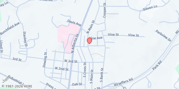 Map showing First United Methodist Church at 234 North Main Street, Oneida, TN