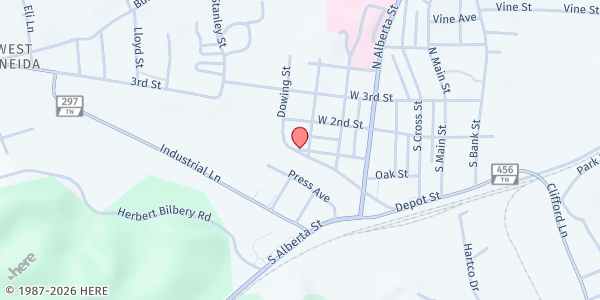Map showing Oneida Food Pantry at Oneida, Oneida, TN