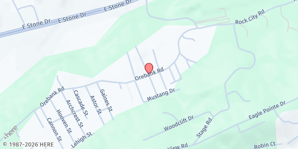 Map showing Orebank Missionary Baptist Church at 5930 Orebank Rd., Orebank, TN