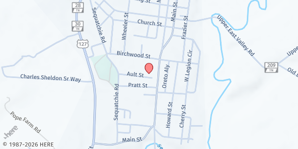 Map showing First Southern Baptist Church at 2827 Main St, Pikeville, TN