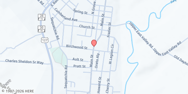 Map showing First Southern Baptist Church at 2871 Main Street, Pikeville, TN