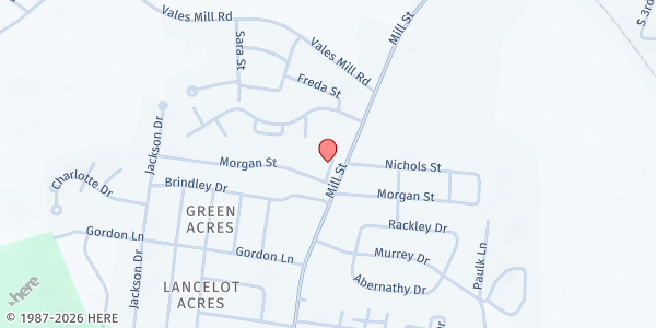 Map showing First United Methodist Church Pulaski - Matthew 25 at 1008 Mill Street, Pulaski, TN