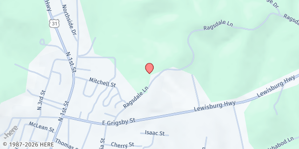 Map showing Temple of Praise at 1030 Ragsdale Lane, Pulaski, TN