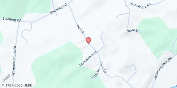 Map showing Range Community Christian Church at 175 Hart Rd., Range, TN