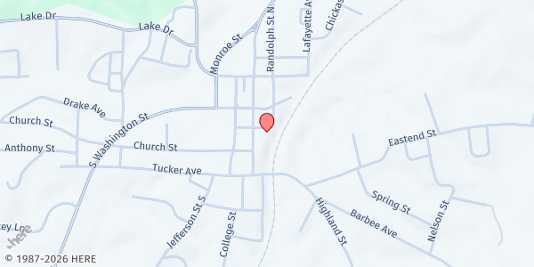 Map showing Ripley First UMC at 145 S Main Street, Ripley, TN