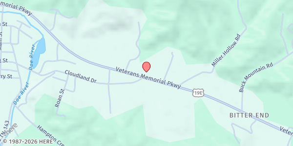 Map showing Roan Mtn Good Samaritan at 8491 US-19E, Roan Mountain, TN