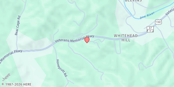 Map showing Sunset FWB Church at 6676 US-19E, Roan Mountain, TN