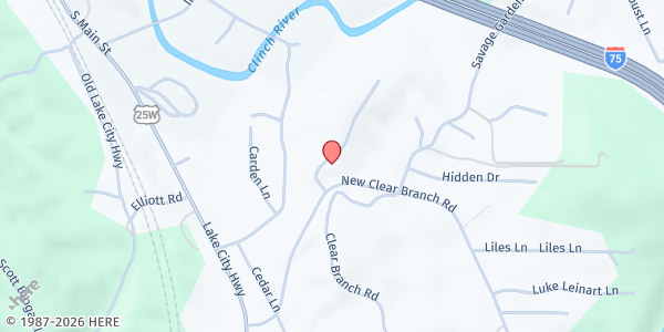 Map showing 1030 New Clear Branch Rd at 1030 New Clear Branch Rd, Rocky Top, TN