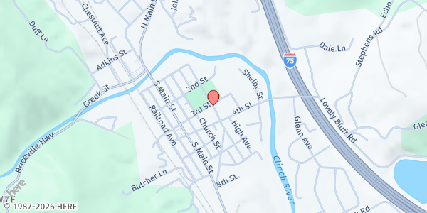 Map showing Rocky Top Food Pantry at Rocky Top, Rocky Top, TN