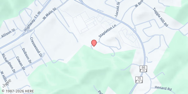 Map showing Holston Hill Apts at 134 Stapleton Ln, Rogersville, TN