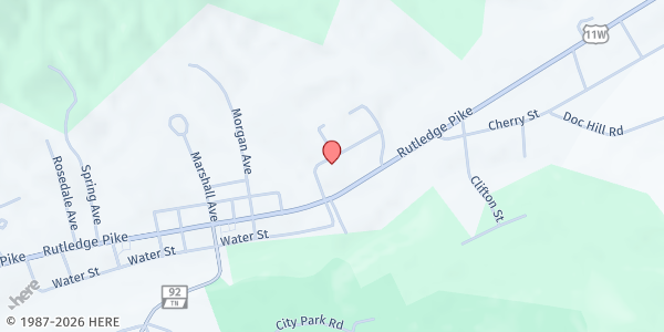 Map showing Grainger Baptist Association at 178 Cambridge Avenue, Rutledge, TN