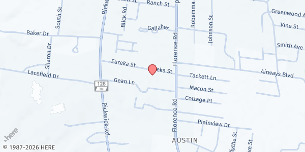 Map showing Hardin County Christian Ministry (CAM) at 230 Eureka Street, Savannah, TN