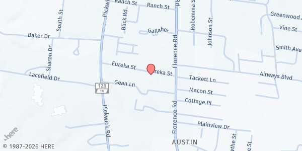 Map showing Hardin County Christian Ministry (CAM) at 230 Eureka Street, Savannah, TN