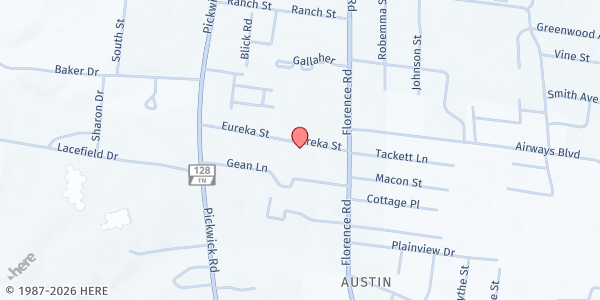 Map showing Hardin County Jesus Cares Inc. at 230 Eureka Street, Savannah, TN