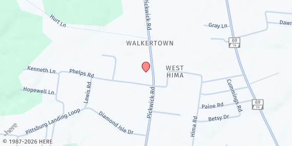 Map showing Hopewell Baptist Church at 9845 Hwy 128, Savannah, TN