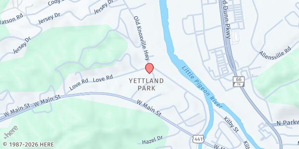 Map showing Reaching the Needy at 121 Mountain View Drive, Sevierville, TN