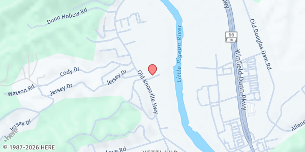 Map showing Sevier County Food Ministries at 890 Old Knoxville Highway, Sevierville, TN