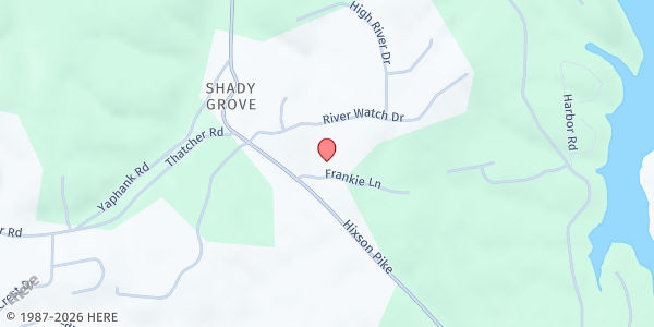 Map showing Sequoyah Church of God at 2007 Frankie Ln, Shady Grove Shores, TN