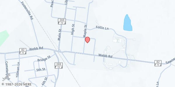 Map showing Bell Buckle United Methodist Church at 110 Maple Street, Shelbyville, TN