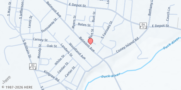 Map showing Community Outreach Partnership - Food Distribution Center at 1005 Belmont Ave, Shelbyville, TN