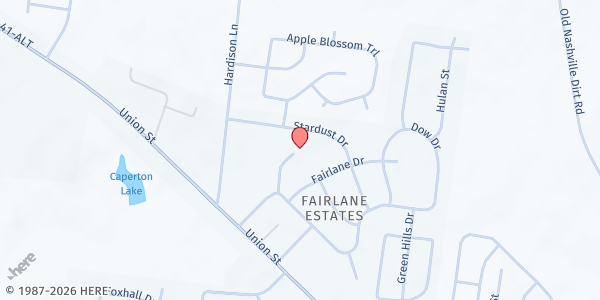 Map showing Fairlane Church of Christ at 101 Dow Dr, Shelbyville, TN