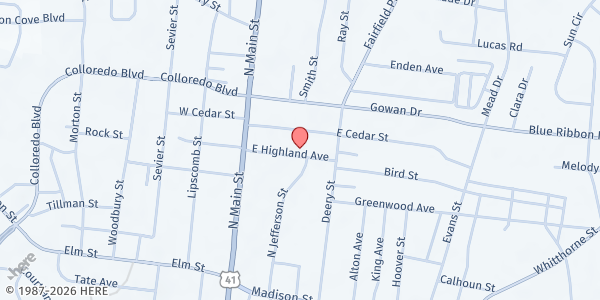 Map showing Good Samaritan - Bedford County at 201 East Highland, Shelbyville, TN