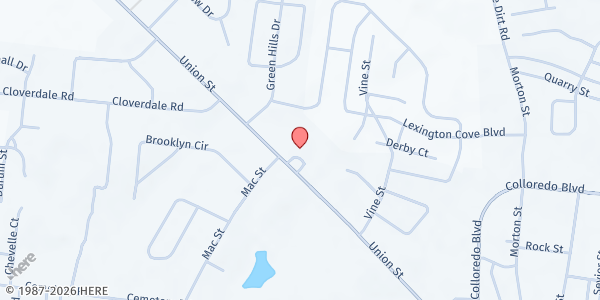 Map showing Shelbyville Mills Baptist Church at 900 Union Street, Shelbyville, TN