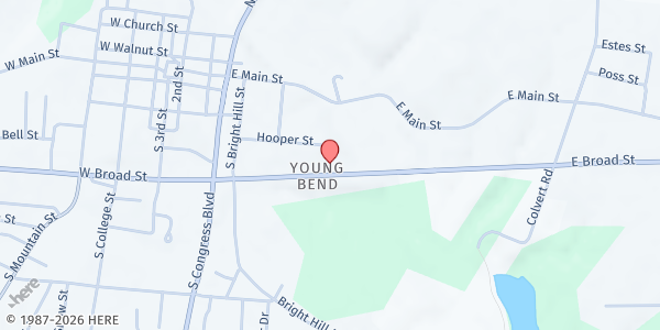 Map showing Smithville UMC at 430 East Broad Street, Smithville, TN