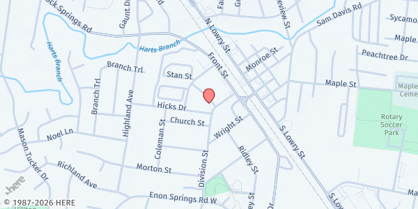 Map showing Smyrna Church of Christ at 112 Division St., Smyrna, TN