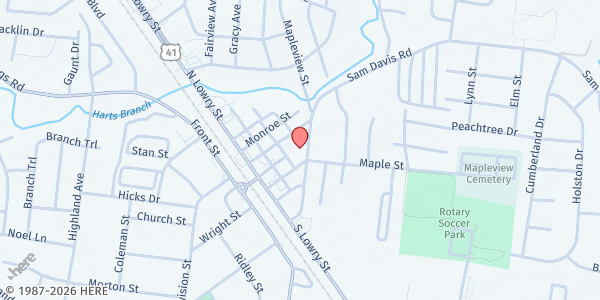Map showing Smyrna First United Methodist Church at 301 Sam Davis Rd., Smyrna, TN