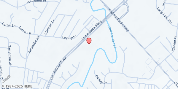 Map showing Trinity Christian Church at 1429 Lee Victory Parkway, Smyrna, TN