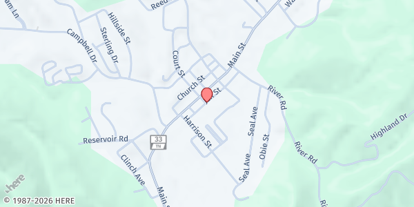 Map showing Of One Accord Sneedville at 164 Jail St, Sneedville, TN