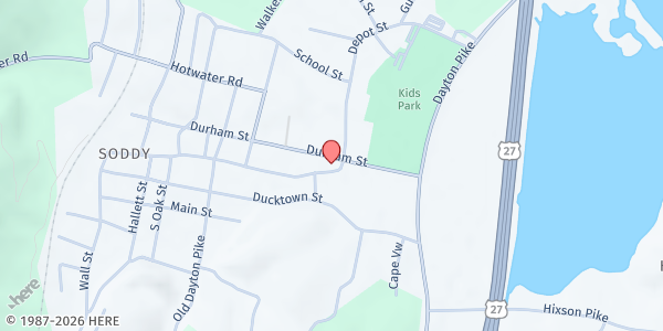 Map showing Pilgrim Congregational United Church of Christ at 203 Depot St., Soddy-Daisy, TN