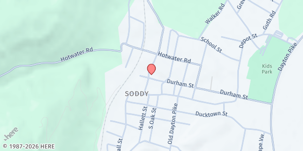 Map showing Soddy Daisy Food Bank at 331 Durham Street, Soddy-Daisy, TN