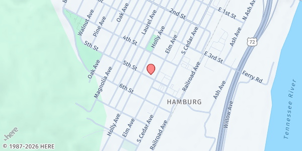 Map showing Sequatchie Valley Baptist Association - South Pittsburg at 206 Fifth St., South Pittsburg, TN