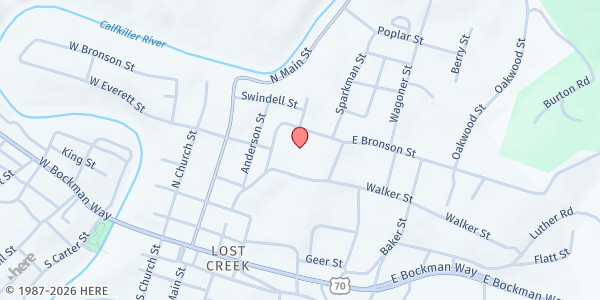 Map showing Sparta White Co Help Center at 115 E Bronson St, Sparta, TN