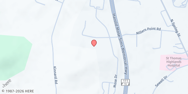 Map showing St. Andrew Catholic Church at 829 Valley View Dr, Sparta, TN